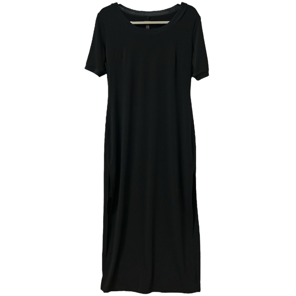 G.I.L.I. Short-Sleeve Side Slit Maxi Black Dress          Sz‎ SP